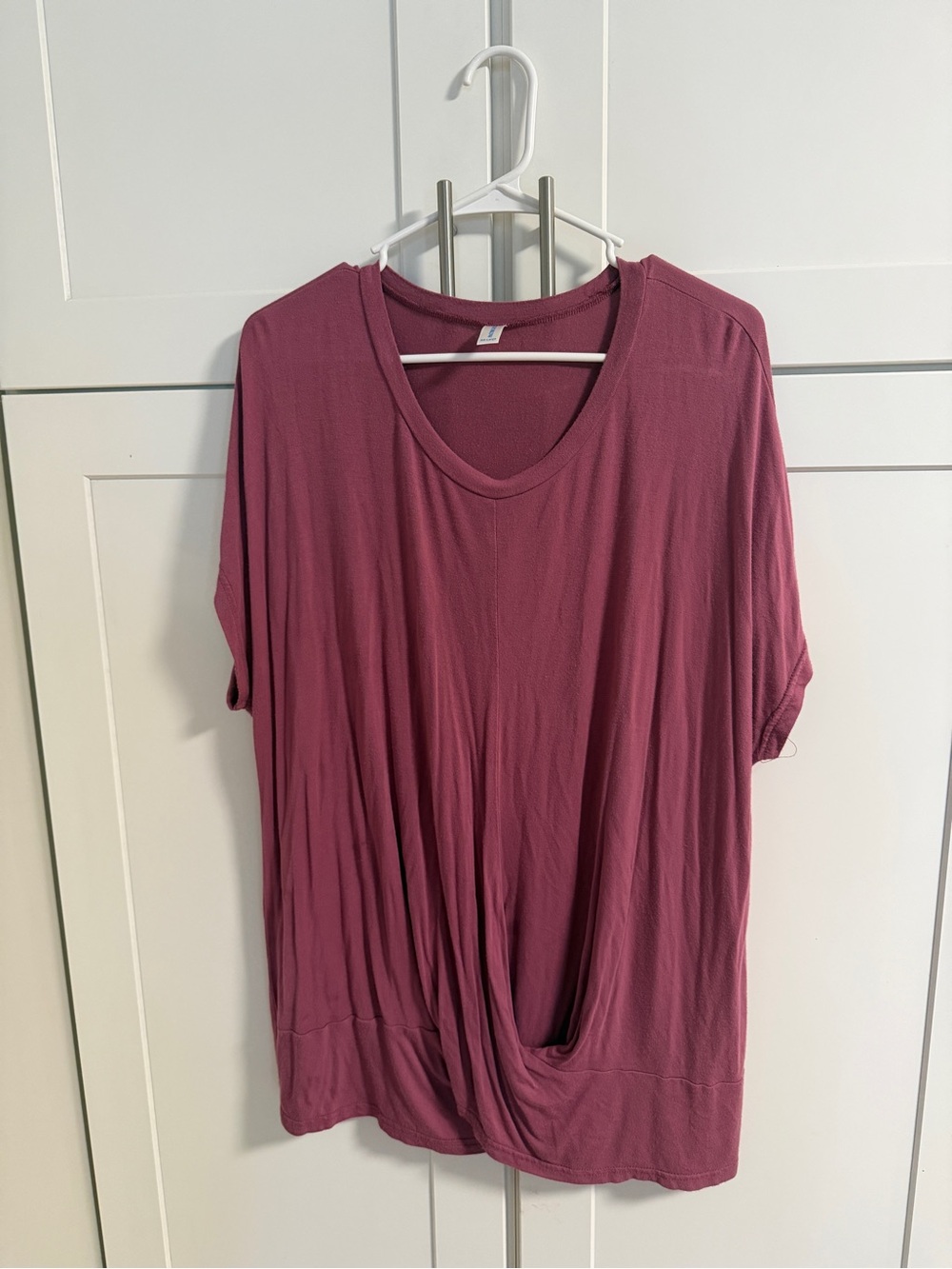 XXL Mauve Draped Twist Front Oversized Top